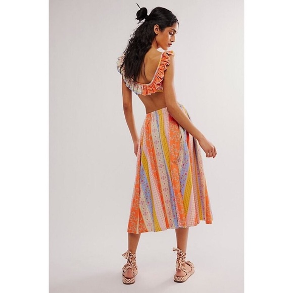 FREE PEOPLE AS IT WAS SET LARGE SKIRT BRA TOP RUFFLE COLORFUL - Picture 4 of 13